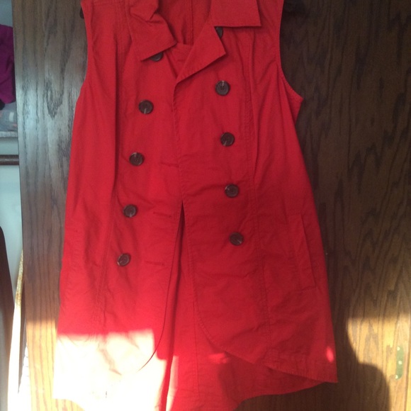 CAbi red trench coat and vest. Style 334. Medium. - Picture 6 of 6